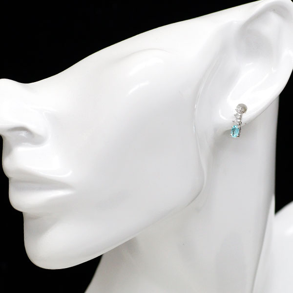 Pt900 Brazilian Paraiba Tourmaline Diamond Earrings 0.43ct D0.30ct 