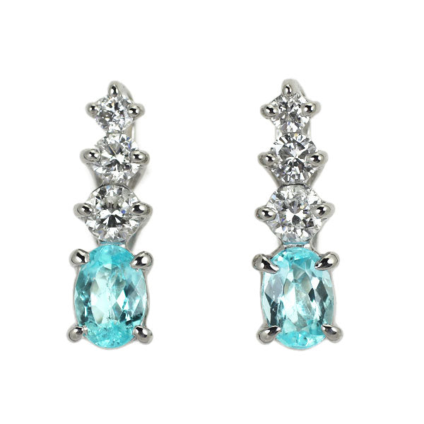 Pt900 Brazilian Paraiba Tourmaline Diamond Earrings 0.43ct D0.30ct 