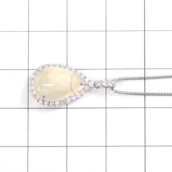 Pt900/ Pt850 Opal Diamond Pendant Necklace 2.29ct D0.30ct 