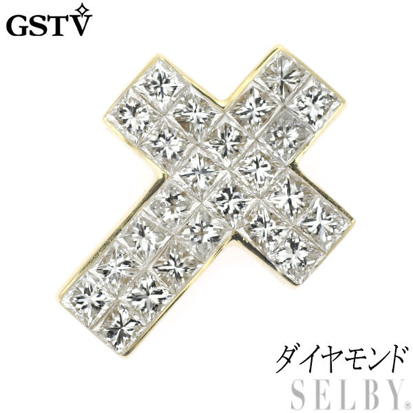 GSTV K18YG ダイヤモンド ペンダントトップ クロス