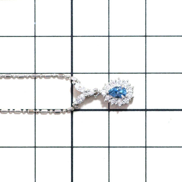 Pt Aquamarine Diamond Pendant Necklace 0.35ct D0.20ct 