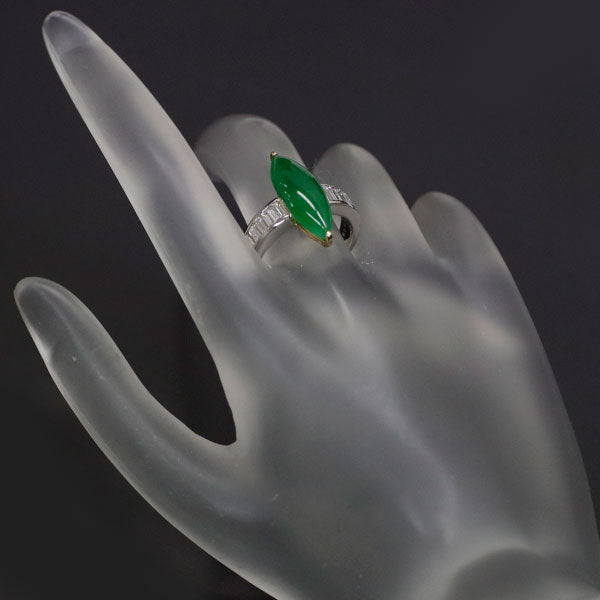 K18YG/Pt900 Jade Diamond Ring 4.69ct D0.80ct 
