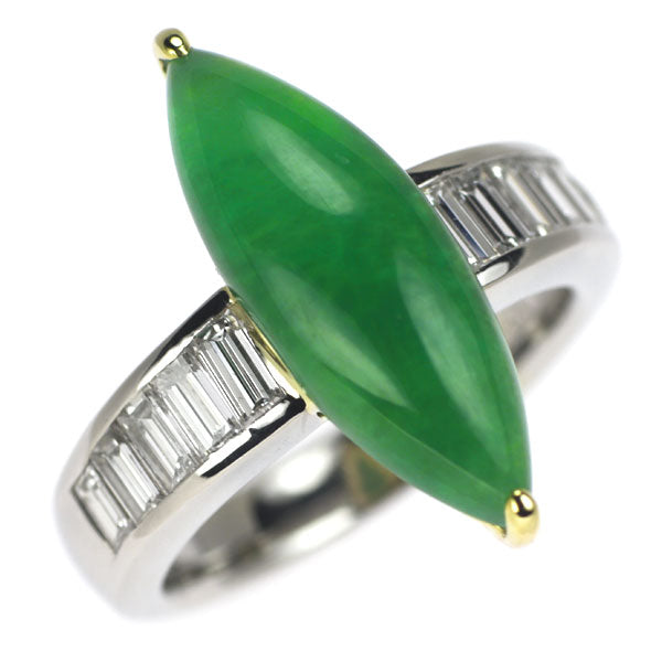 K18YG/Pt900 Jade Diamond Ring 4.69ct D0.80ct 