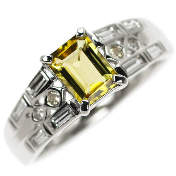 Pt900 イエロートルマリン ダイヤモンド リング 0.75ct D0.31ct – セルビーオンラインストア