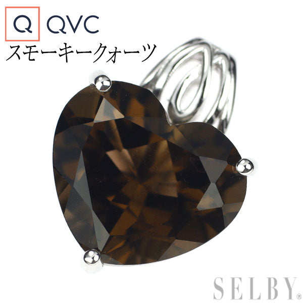 QVC K18WG Heart Shape Smoky Quartz Pendant Top 