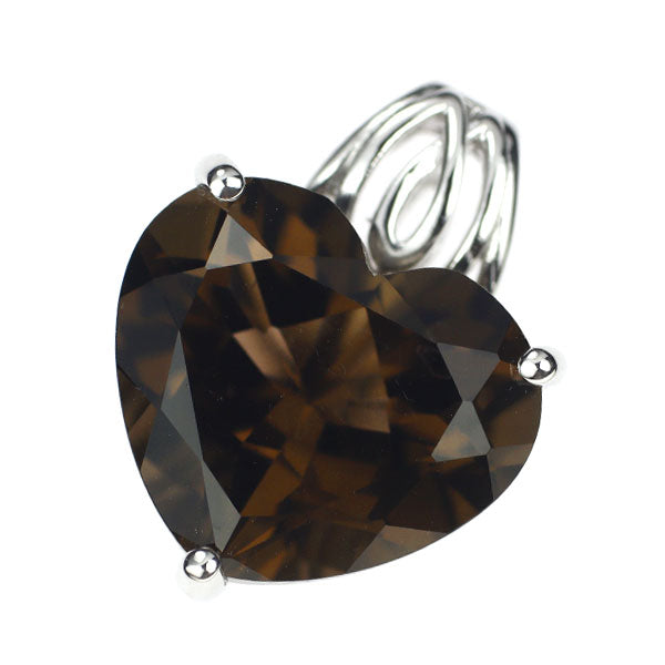 QVC K18WG Heart Shape Smoky Quartz Pendant Top 