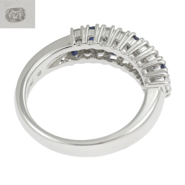 MIKIMOTO Pt950 Sapphire Diamond Ring 0.21ct D0.35ct 