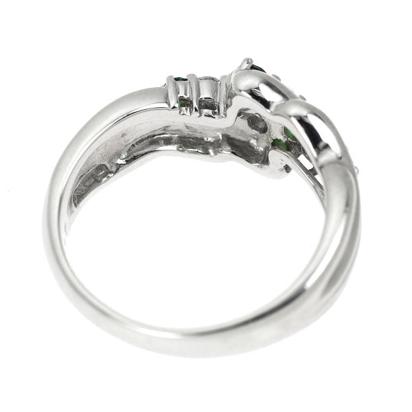 Pt900 Green Garnet Diamond Ring D0.17ct 