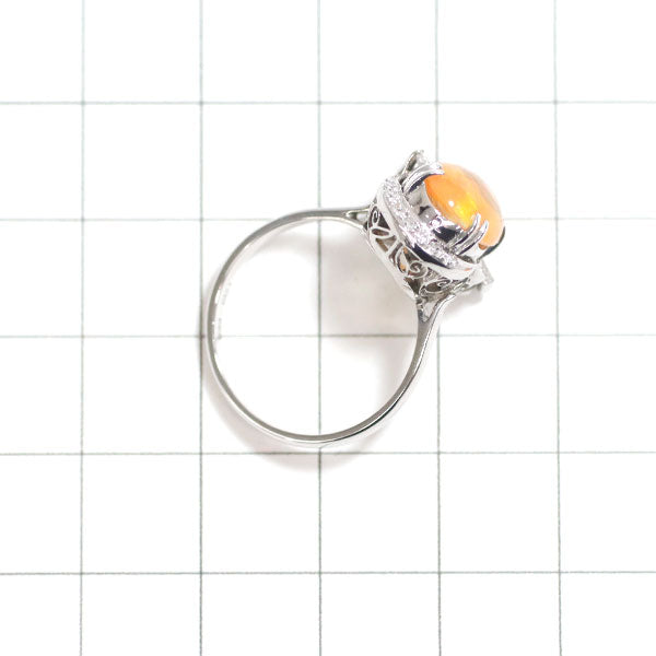 K14WG Fire Opal Single Cut Diamond Ring 