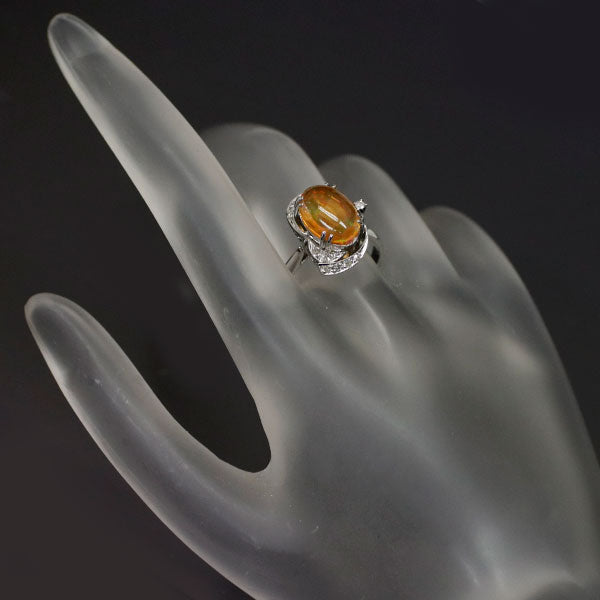 K14WG Fire Opal Single Cut Diamond Ring 
