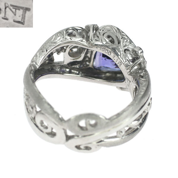 Noble Jewelry Pt900 Tanzanite Diamond Ring 1.18ct D0.14ct 