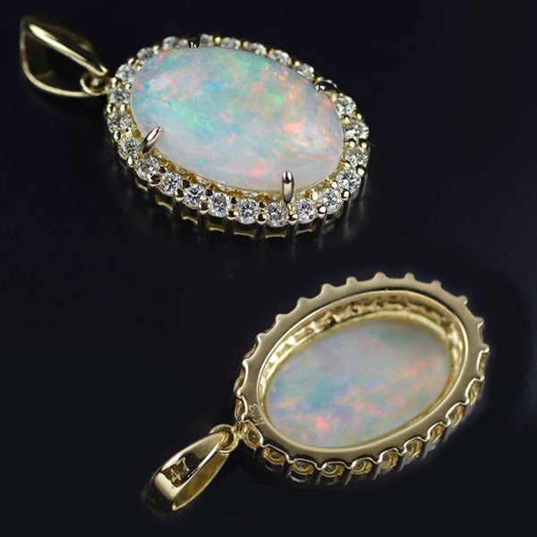 K18YG Opal Diamond Pendant Top D0.47ct 