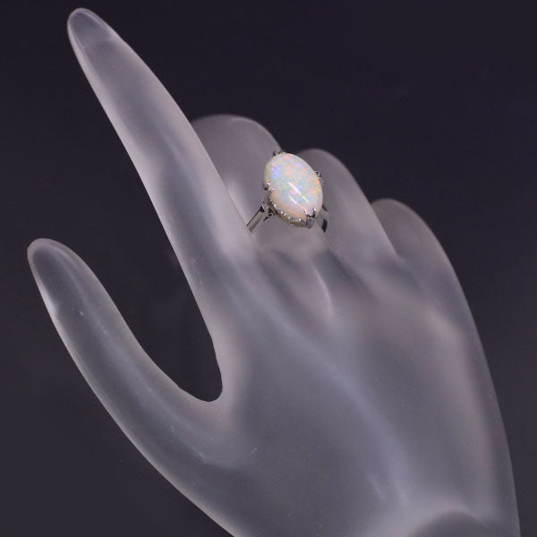 Pt850 Opal Ring Vintage Senbon Openwork 