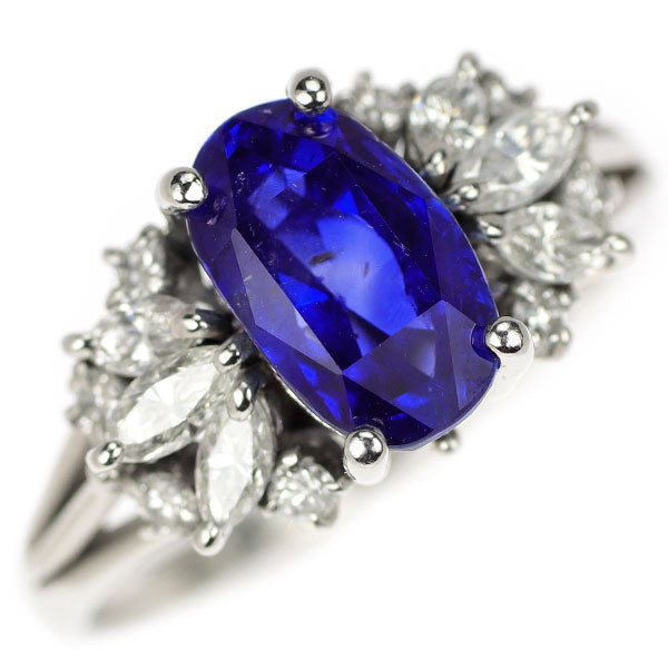 Pt650 Burmese unheated sapphire diamond ring 2.55ct D0.46ct 