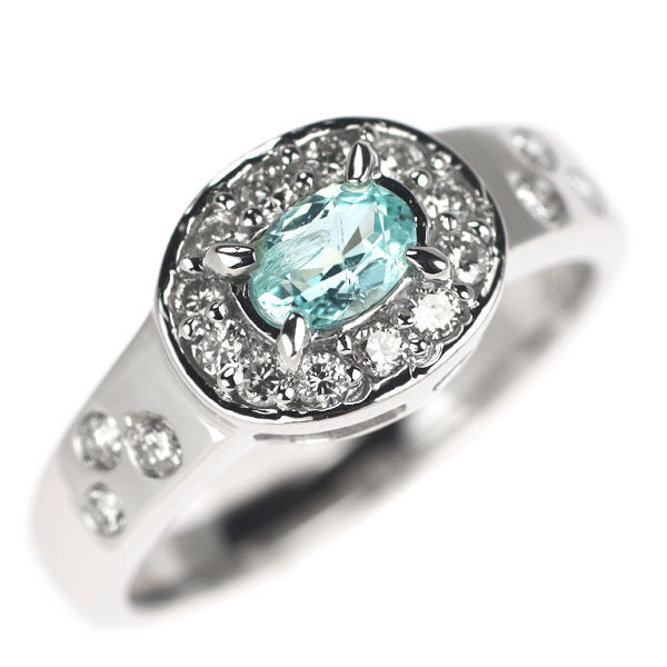 K18WG Paraiba Tourmaline Diamond Ring 0.273ct D0.28ct 