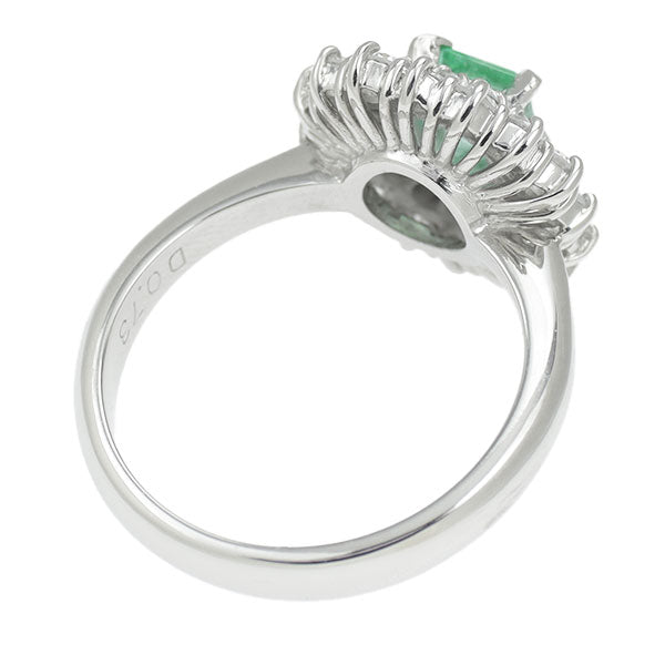 Pt900 Emerald Diamond Ring 0.496ct D0.73ct 
