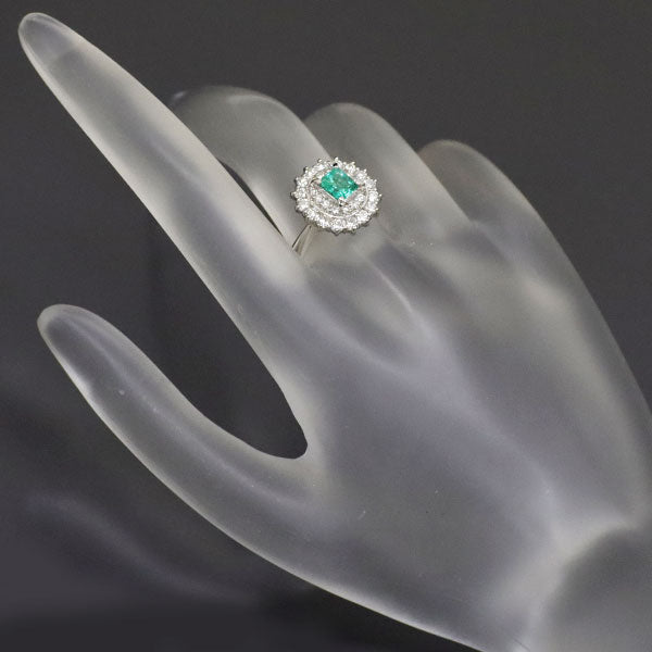 Pt900 Emerald Diamond Ring 0.496ct D0.73ct 