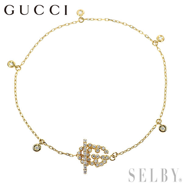 Gucci K18YG Diamond Bracelet Double G 