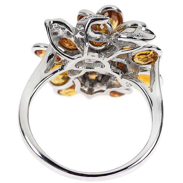 K18WG Golden Sapphire Diamond Ring 2.77ct D0.08ct Flower 