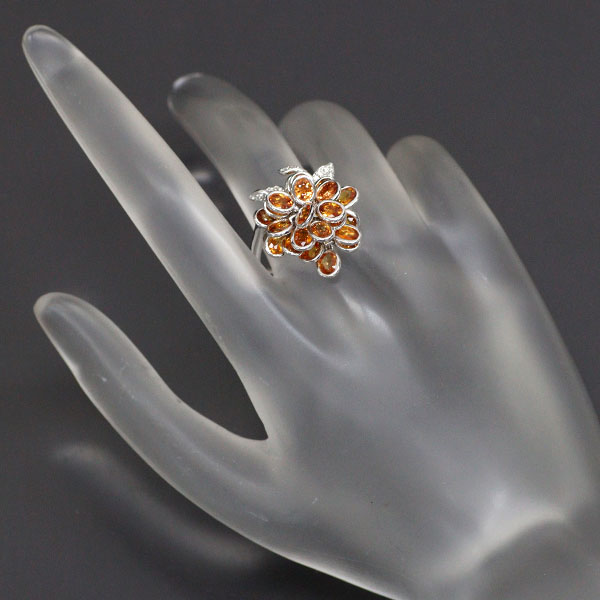 K18WG Golden Sapphire Diamond Ring 2.77ct D0.08ct Flower 