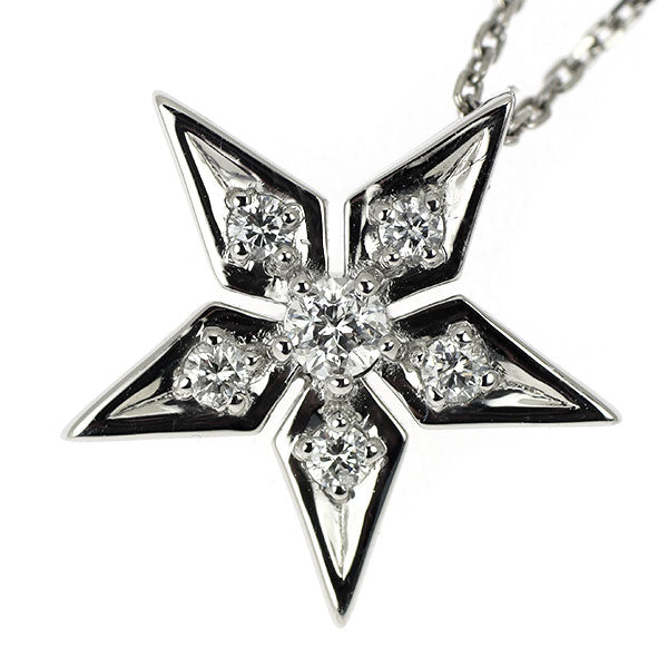 wish upon a star Pt ダイヤモンド ペンダントネックレス 0.053ct D0.06ct スター