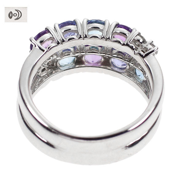 Tasaki Pearl K18WG Aquamarine Amethyst Tanzanite Diamond Ring D0.15ct 