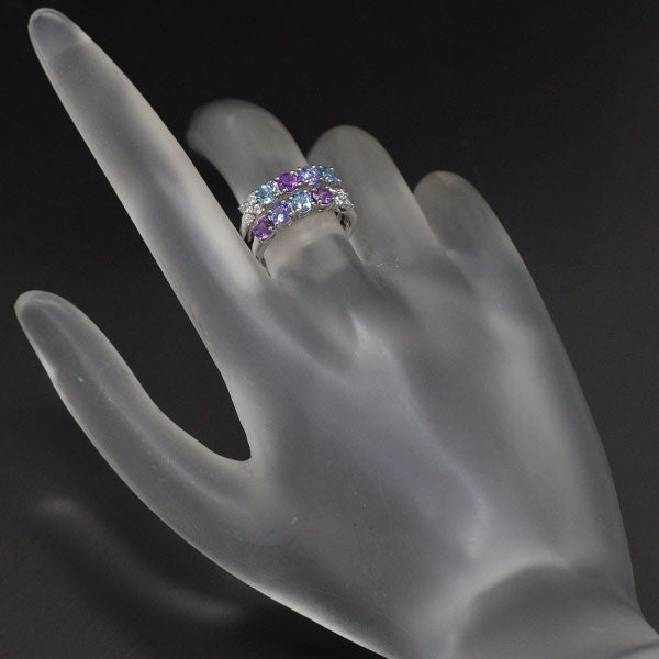 Tasaki Pearl K18WG Aquamarine Amethyst Tanzanite Diamond Ring D0.15ct 