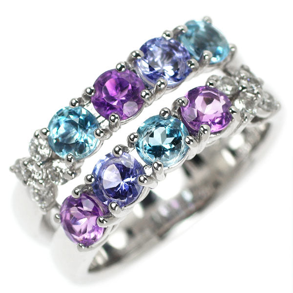 Tasaki Pearl K18WG Aquamarine Amethyst Tanzanite Diamond Ring D0.15ct 