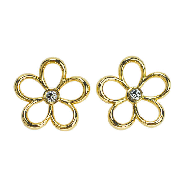 Tiffany K18YG Diamond Earrings Flower 