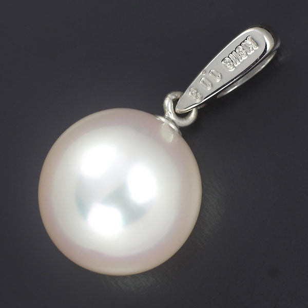 K18WG Akoya pearl diamond pendant top diameter approx. 9.1mm D0.03ct 