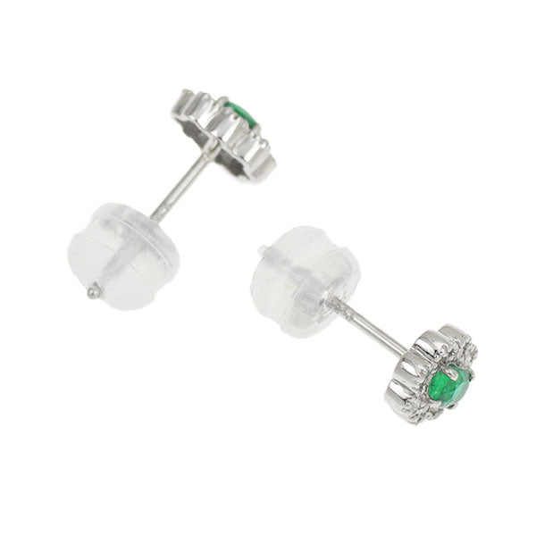 New Pt900 emerald diamond earrings 0.14ct D0.10ct 