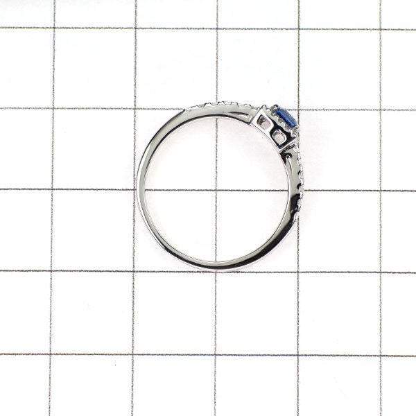 New Pt900 Square Cut Sapphire Rose Cut Diamond Ring 0.37ct D0.16ct 