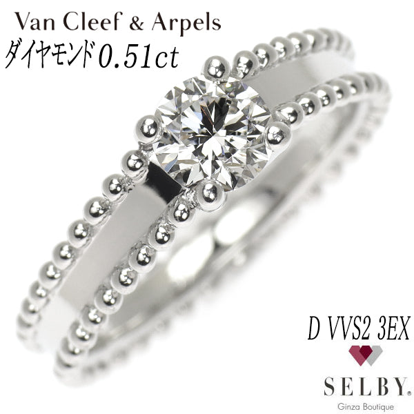 Van Cleef &amp; Arpels Pt950 Diamond Ring 0.51ct D VVS2 3EX Ester #9.5 《Selby Ginza Store》 [S+ Like New, Polished at Authorized Store] [Used] 