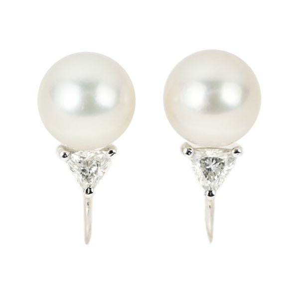 Queen Pt950 Akoya pearl diamond earrings diameter 8.0mm D0.38ct 