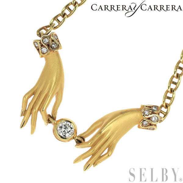 Carrera y Carrera K18YG Diamond Pendant Necklace "Happy Hands" 