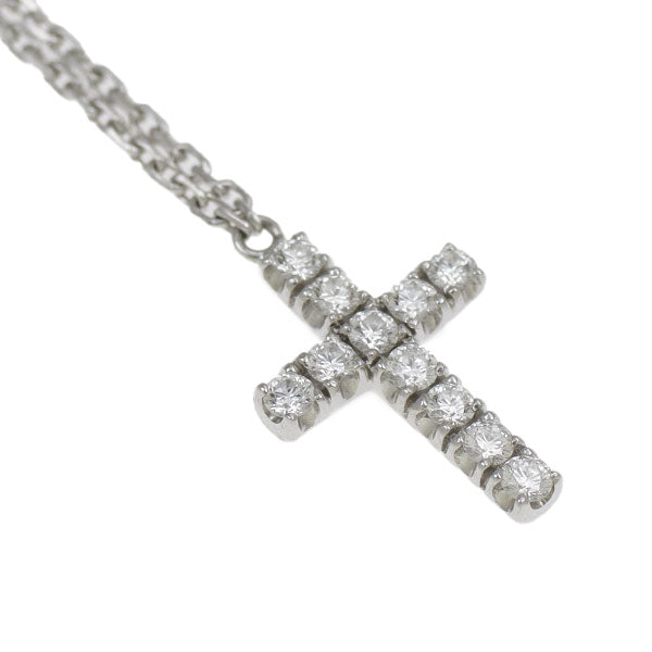Cartier K18WG Diamond Pendant Necklace Symbol Cross 