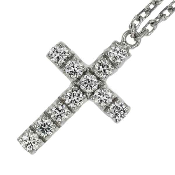 Cartier K18WG Diamond Pendant Necklace Symbol Cross 