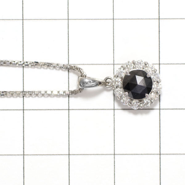 Pt900/ Pt850 ローズカットブラック ダイヤモンド ペンダントネックレス 1.19ct D0.43ct