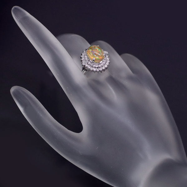 Pt900 Opal Diamond Ring 2.92ct D0.90ct 