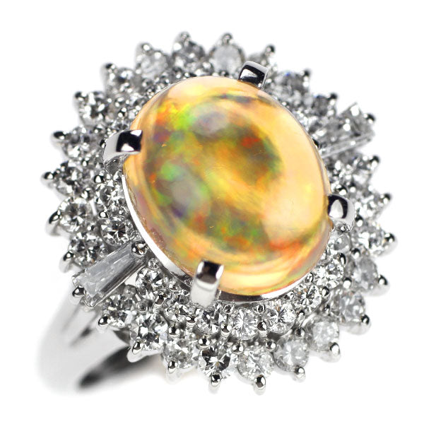 Pt900 Opal Diamond Ring 2.92ct D0.90ct 