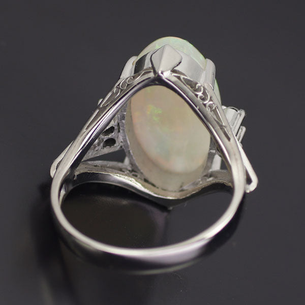 Pt900 Opal Diamond Ring 5.15ct D0.08ct Carved 