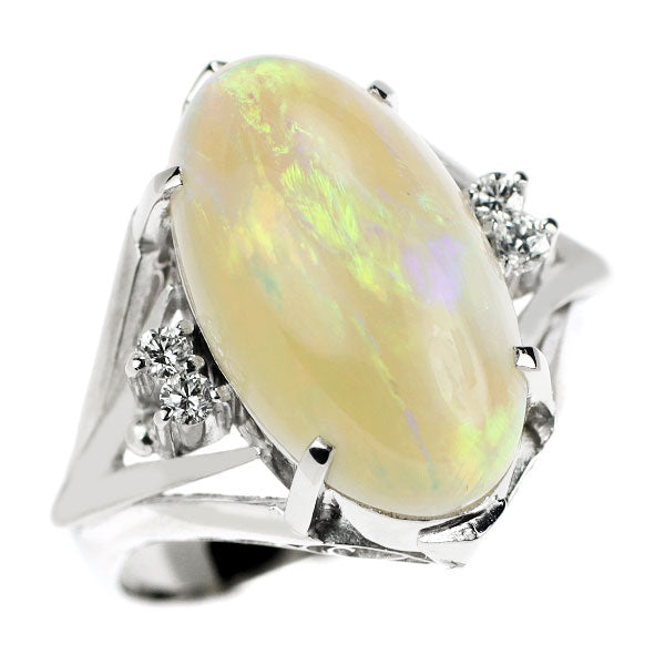 Pt900 Opal Diamond Ring 5.15ct D0.08ct Carved 