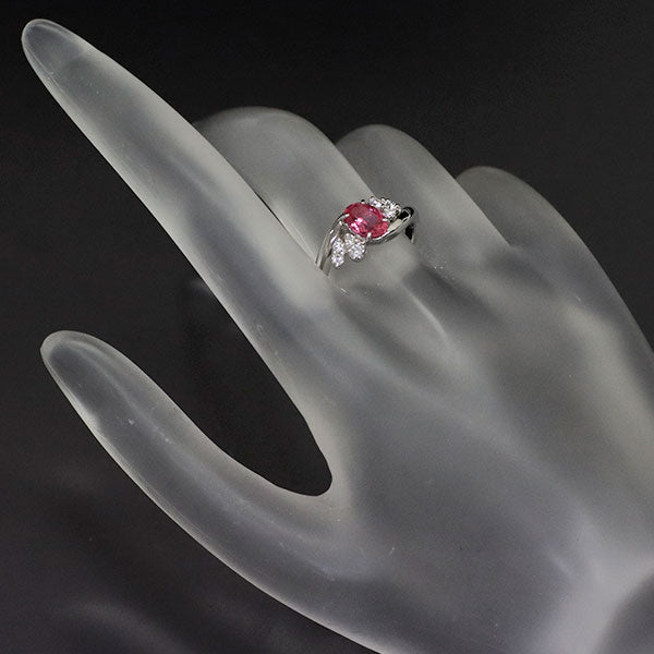 Pt900 Pink Spinel Diamond Ring 0.80ct D0.16ct 