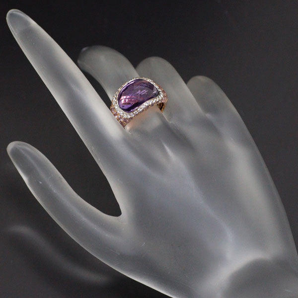 K18WG/PG Amethyst Pink Sapphire Diamond Ring 6.71ct PS1.56ct D0.26ct 