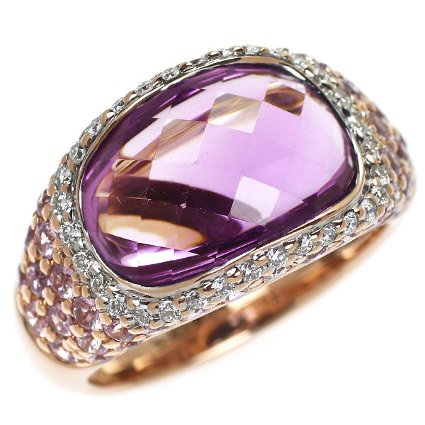 K18WG/PG Amethyst Pink Sapphire Diamond Ring 6.71ct PS1.56ct D0.26ct 