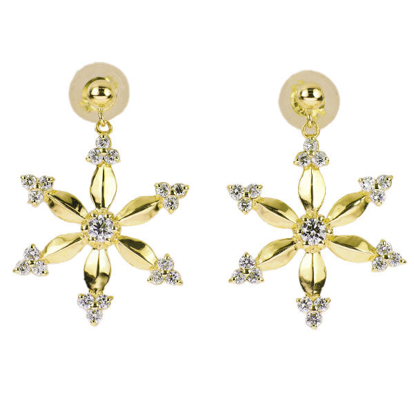 K18YG Diamond Earrings 0.46ct Snowflake 