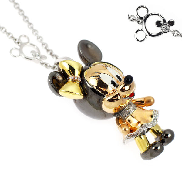 周大福/ディズニーコラボ K18YG/PG/WG ダイヤモンド ペンダントネックレス 0.442ct ミニーマウス
