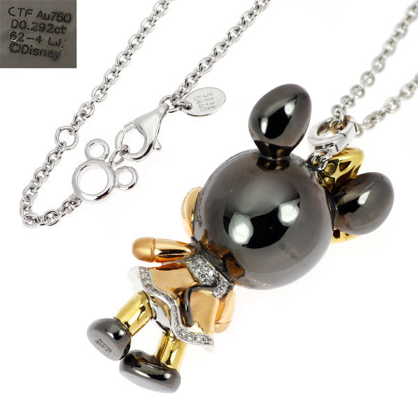 周大福/ディズニーコラボ K18YG/PG/WG ダイヤモンド ペンダントネックレス 0.442ct ミニーマウス