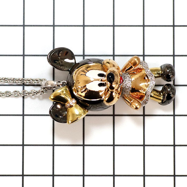 周大福/ディズニーコラボ K18YG/PG/WG ダイヤモンド ペンダントネックレス 0.442ct ミニーマウス