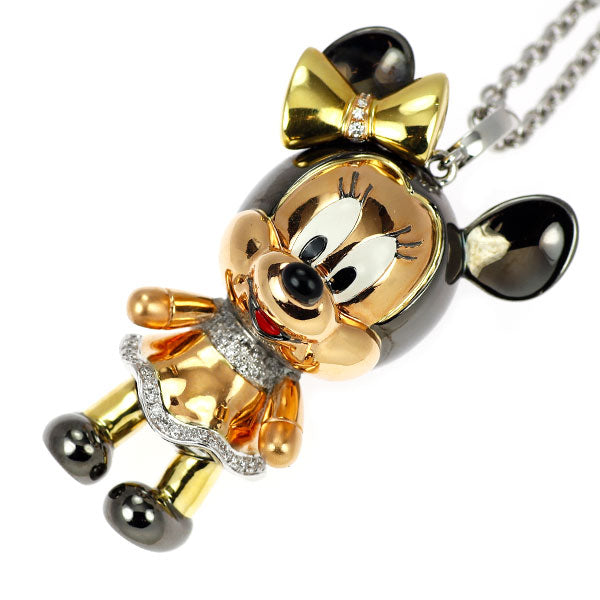周大福/ディズニーコラボ K18YG/PG/WG ダイヤモンド ペンダントネックレス 0.442ct ミニーマウス